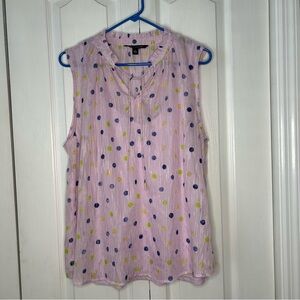 Zac & Rachel women’s sleeveless pink polkadot blouse XL